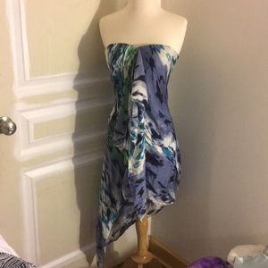 BCBGMaxazria Strapless Waterfall Midi Dress